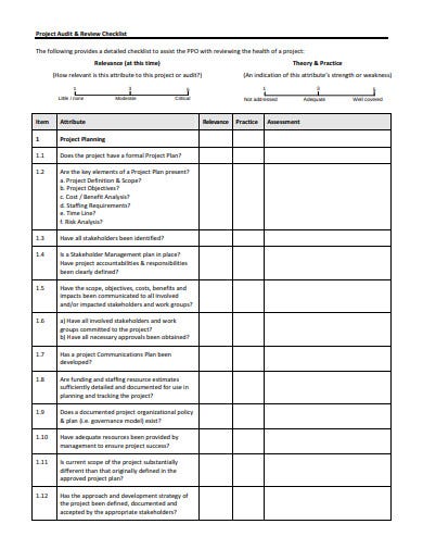 Internal audit file review checklist